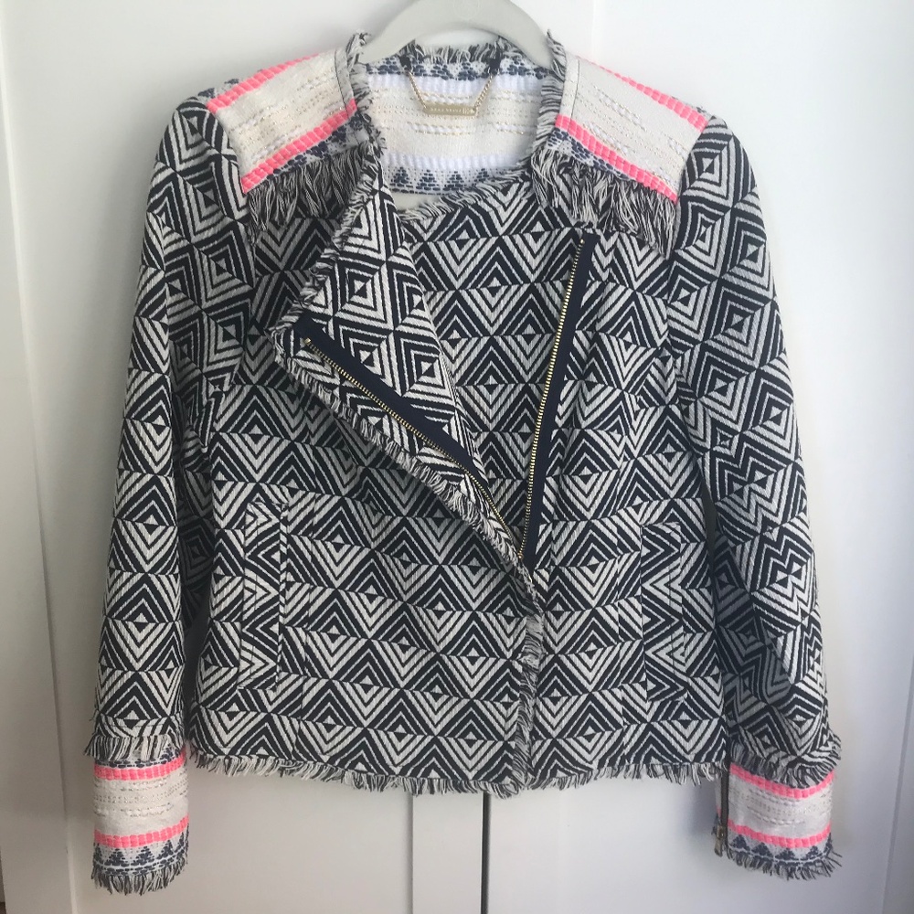 Trina Turk Jacket ~ Woven Jacquard Chanel style ~ Size 6